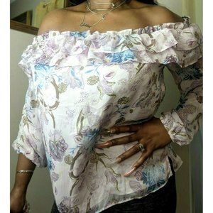 Lavender Floral Off Shoulder Blouse Vince Camuto